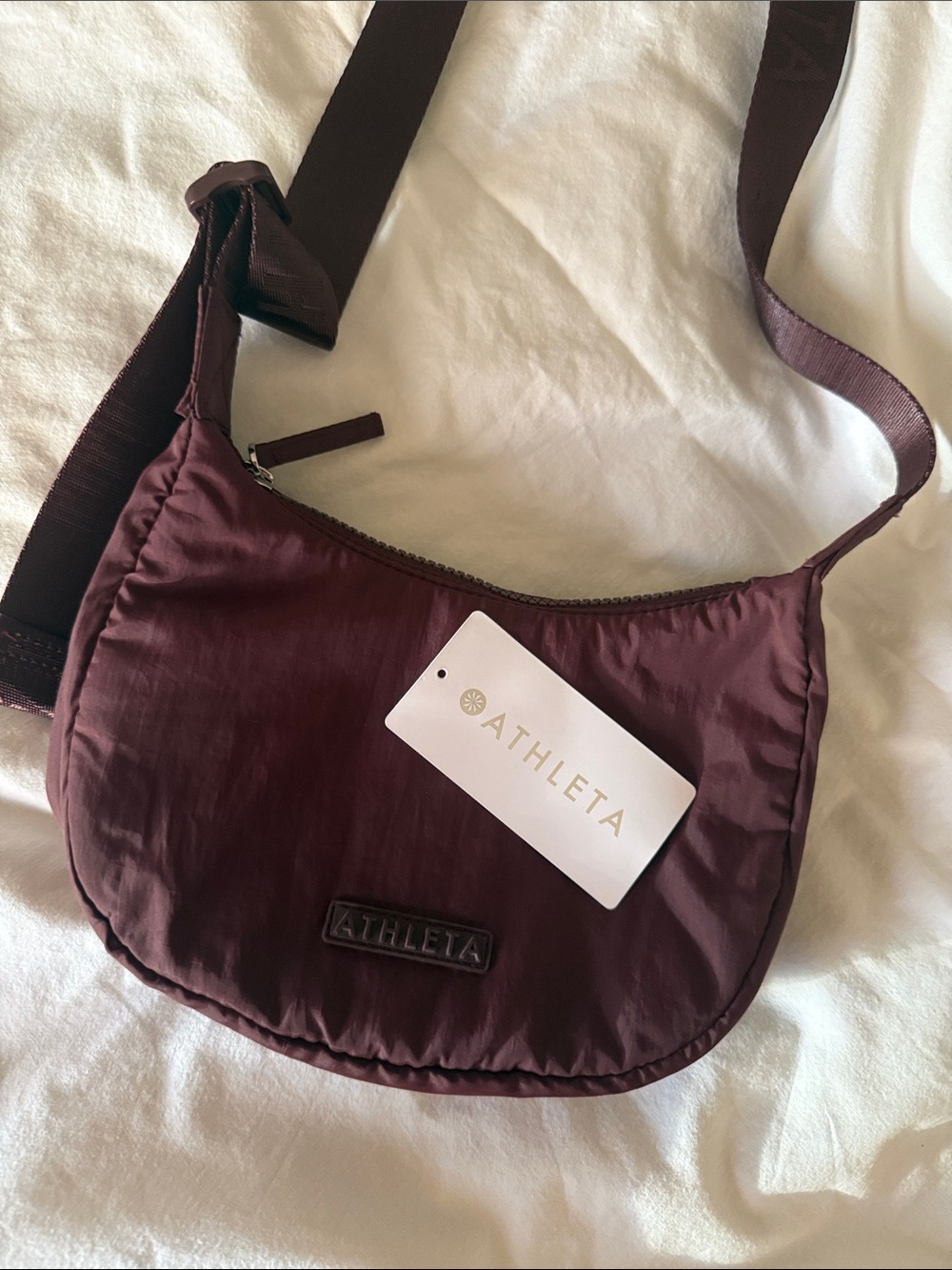 Athleta All About Mini Crescent Bag Burgundy